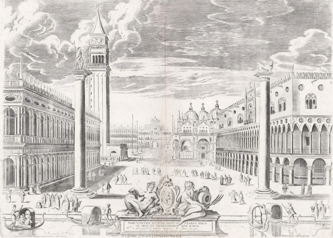 Justus Sadeler (1583-16200 View of Venice: Justus Sadeler (1583-16200 View of Venice. Measures 13.5-in. x 19-in. sheet size (trimmed from original state). Unframed, loose and not glued or mounted. If lot is absent of a condition report one may