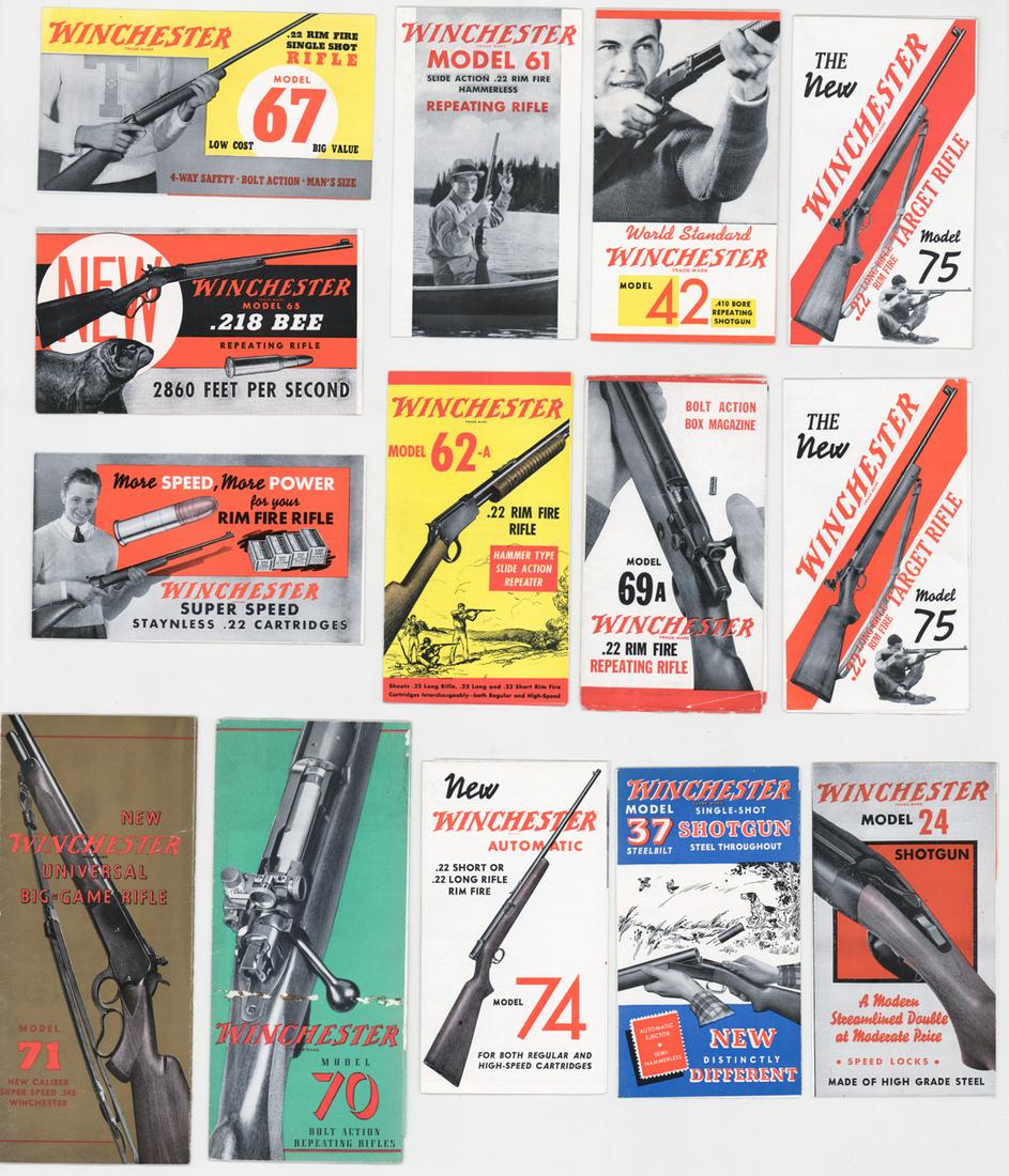 Winchester Vintage Sales Brochures (14): Winchester Vintage Sales Brochures (14). Most are in EX/EX+ or better condition. If lot is absent of a condition report one may be requested via email. Condition report is provided as an opinion only 