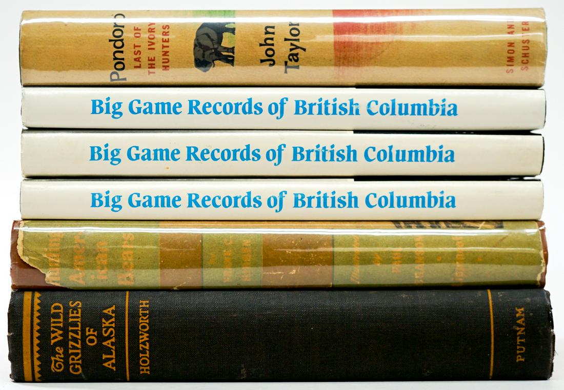 Big Game Books (6): Big Game books (6). Provenance: Bob Borcherdt collection. If lot is absent of a condition report a condition report may be requested via email. Buyer must view photographs or scans to assist in determ