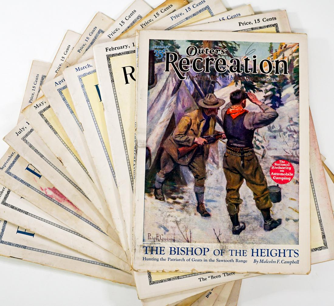 Ca.1915 Outdoor Magazines (8): Eight 1915 outdoor magazines. All are in excellent condition or better. Provenance: Bob Borcherdt collection. If lot is absent of a condition report a condition report may be requested via email. Buye