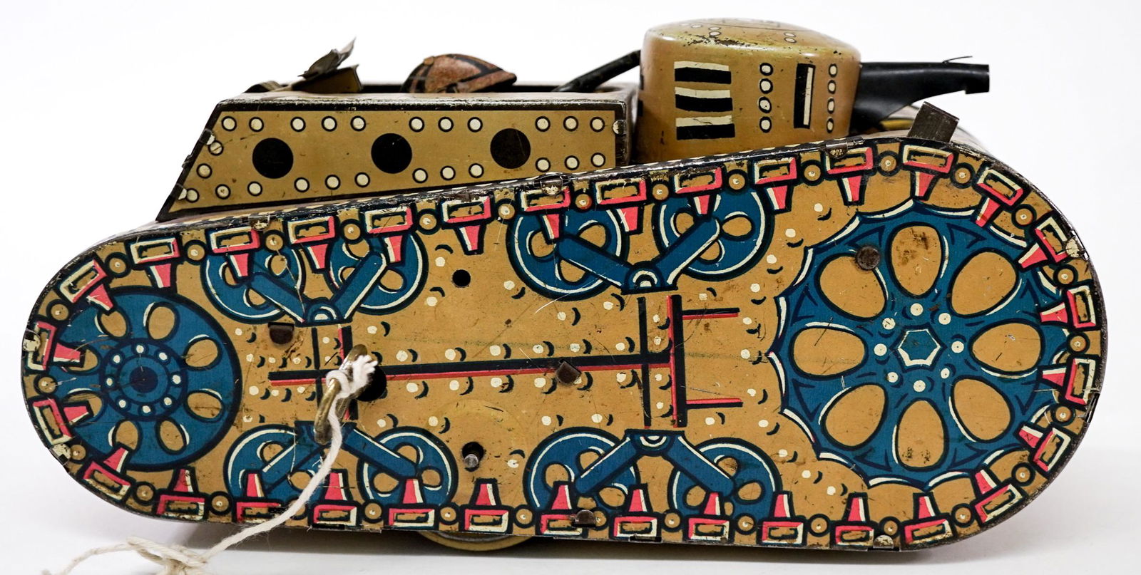 Marx Tin Litho Rolling Toy Tank Wind-Up with Key (1 of 5)