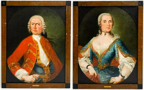 Carle Van Loo (1705 - 1765) Pair of Portrait Oils: Carle Van Loo (1705 - 1765) was active/lived in France, Italy. Both are oil paintings on canvas. Measure 32.75 x 25 inches image size. Both have been expertly professionally restored. This item