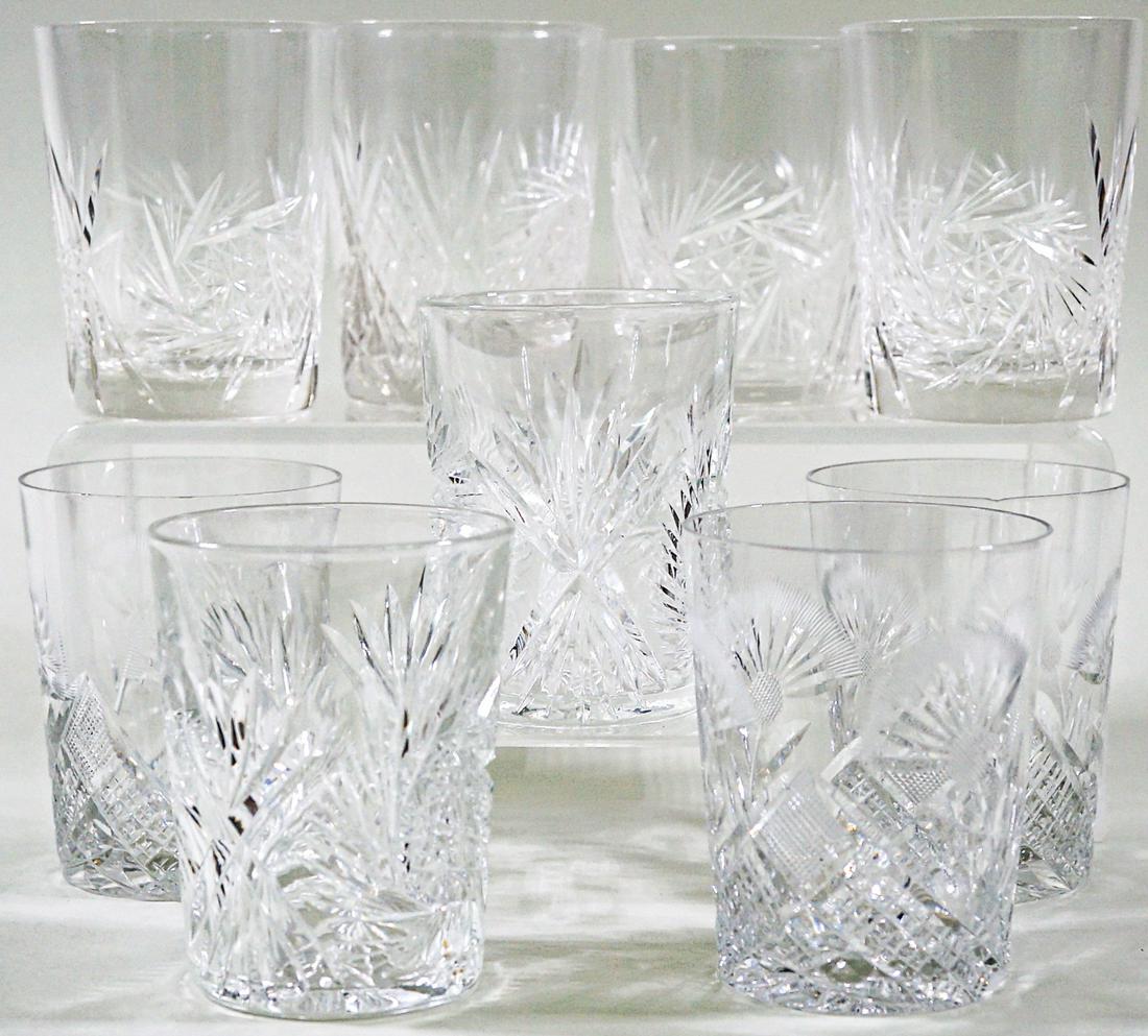 American Brilliant (9) Cut Glass/Crystal Tumblers (1 of 10)