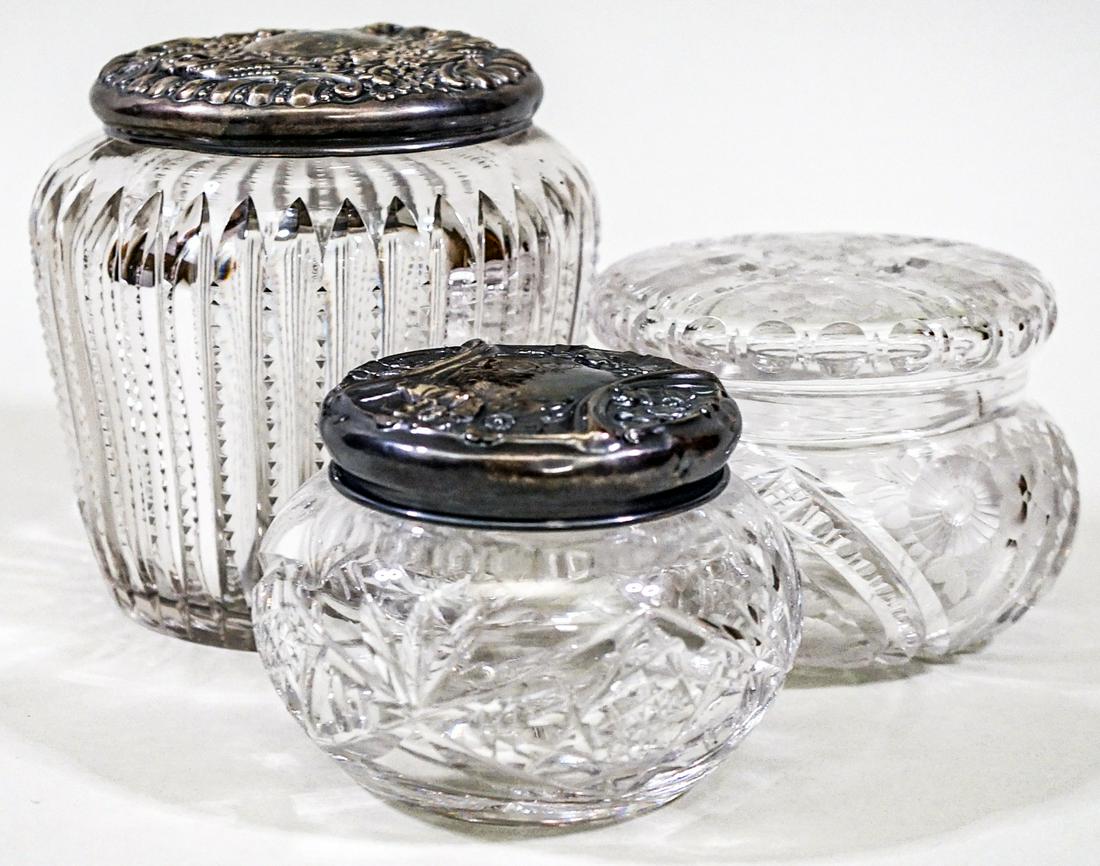 Cut Glass / Crystal / Sterling (3) Antique Jars (1 of 15)