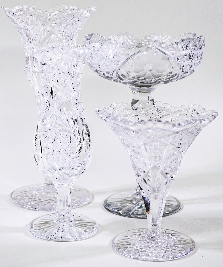 American Brilliant (4) Footed Vases / Compote (1 of 17)