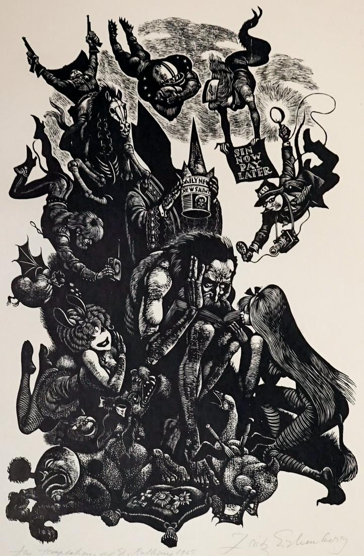 Fritz Eichenberg Signed Wood Engraving, Large (1 of 5)