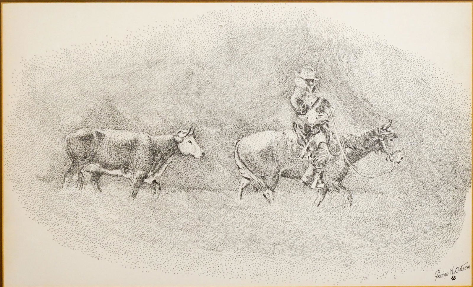 George N. Ostrom (Wyoming) Pen & Ink Drawing (1 of 5)