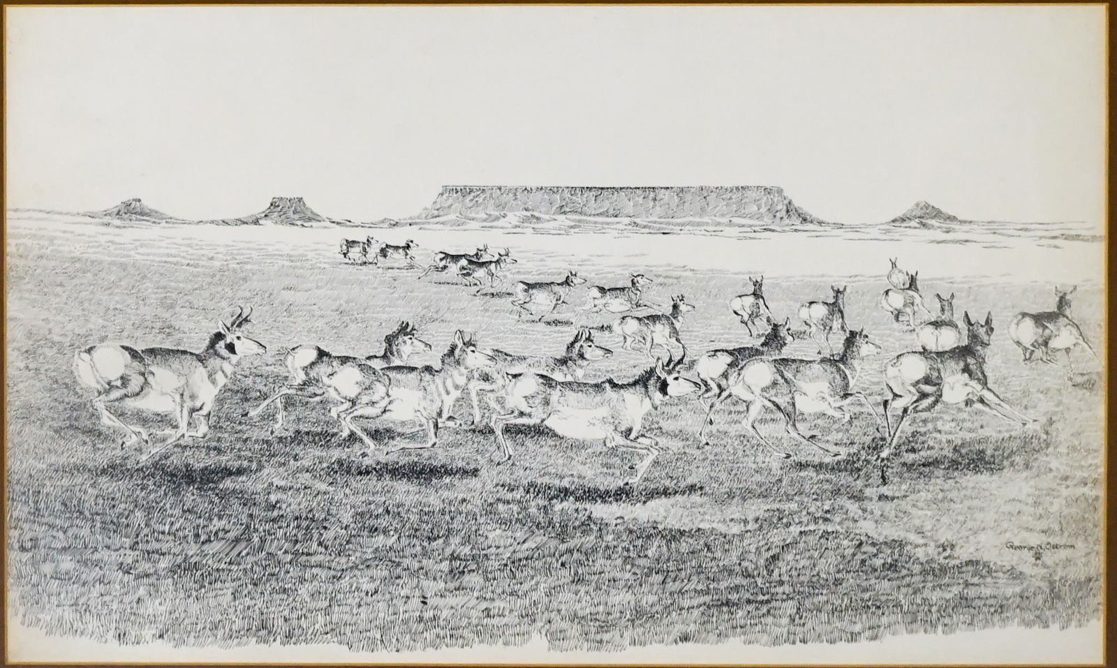 George N. Ostrom (Wyoming) Pen & Ink Drawing (1 of 5)