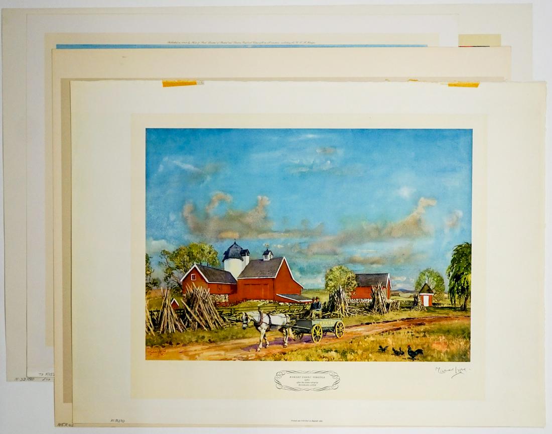 Four Artist Signed Vintage Prints: Includes prints signed by Francis Beaugureau, Arthur Weaver, Michael Lyne and Fred Wooten. Unframed, loose and not glued or mounted. If lot is absent of a condition report one may be requested via ema