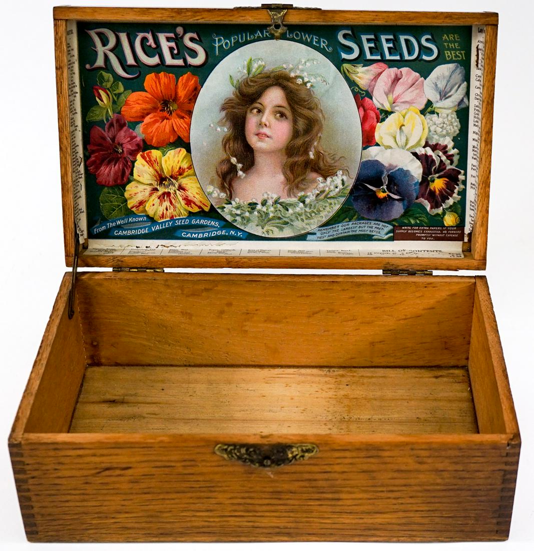 Antique Rice's Seeds Wood Ad Box (1 of 8)