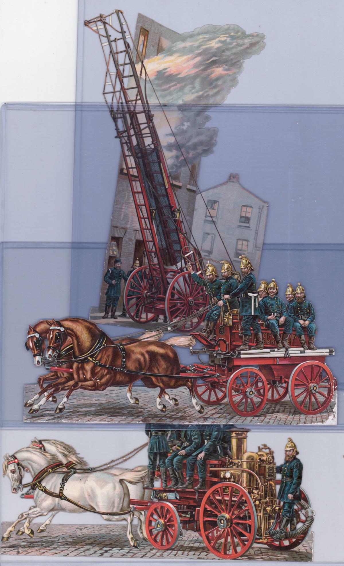 Victorian Horse Drawn Firetruck Scene (3) Die-Cut (1 of 7)