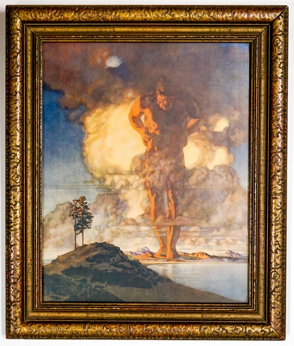 Atlas Holding Up The Sky by Maxfield Parrish: Atlas Holding Up The Sky by Maxfield Parrish. Measures 11.25 x 9 inches image size. In original frame, not inspected out of framing, appears to be in excellent, original condition. If lot is absent of