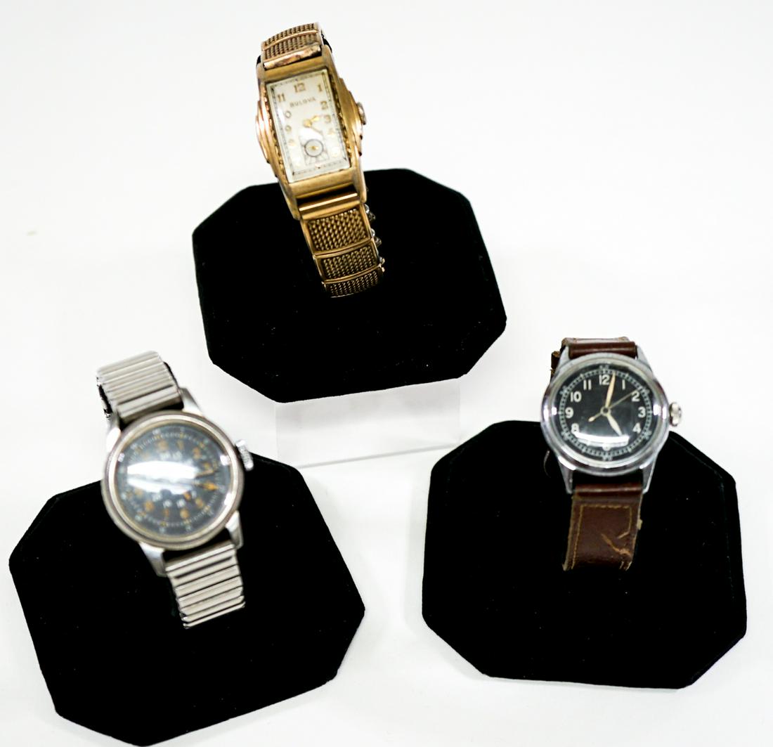 Type A-17, A-11 and Bulova Mens Watches: Type A-17, A-11 and Bulova Mens Watches. Estate watches being sold as-is. If lot is absent of a condition report one may be requested via email. Condition report is provided as an opinion only and is