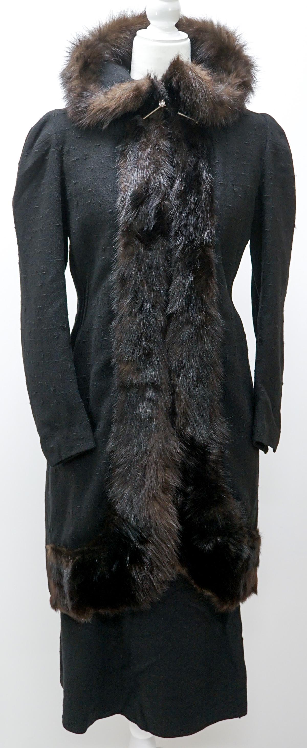 Vintage Black Wool Suit [Fur Trim] (1 of 16)