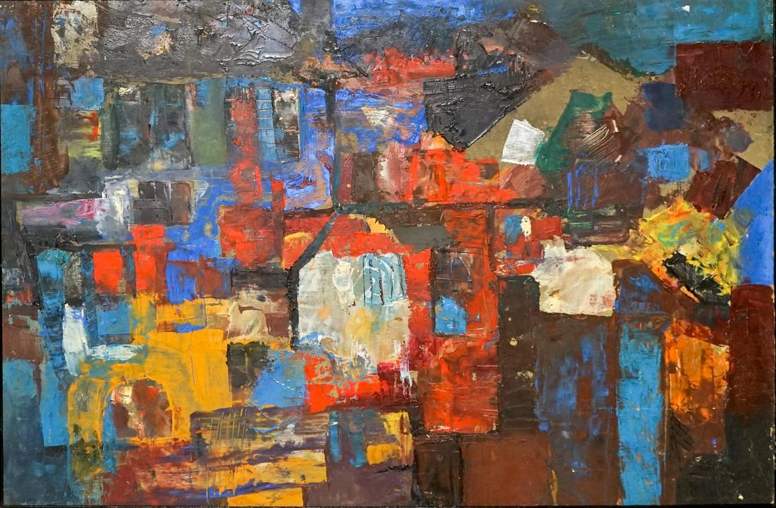 [Prague, Czech Republic] Mid-Century Oil Painting: [Prague, Czech Republic] Mid-Century Oil Painting on Masonite. Purchased years ago from a Prague Gallery owner. Measures 15.75-in. x 23.5-in. image size. Excellent condition. Unsigned. If lot is absen