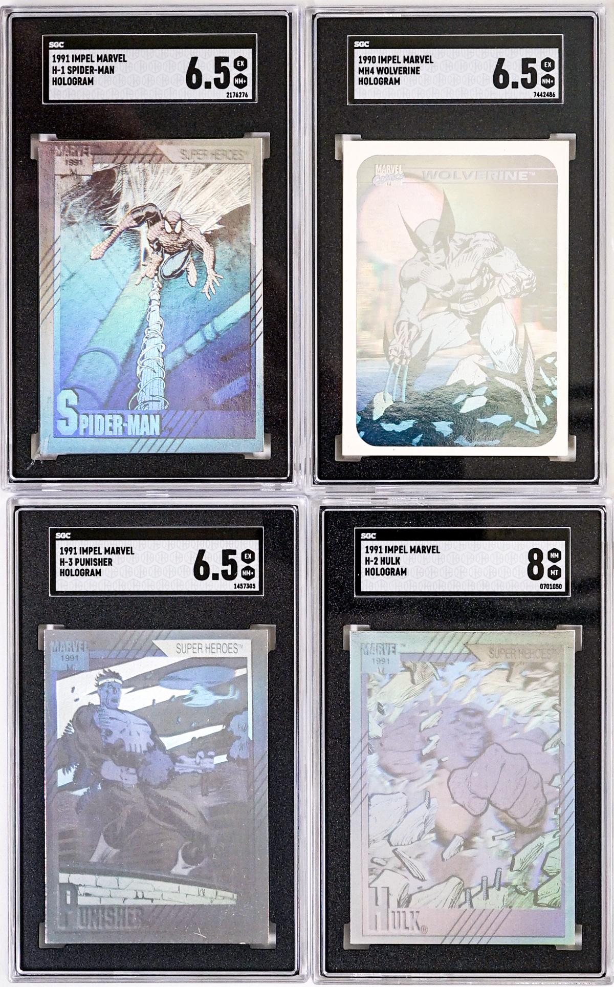 (4) 1990-91 Impel Marvel Graded Holograms: (4) 1990-91 Impel Marvel Graded Holograms. If lot is absent of a condition report one may be requested via email. Condition report is provided as an opinion only and is no guarantee as grading can be