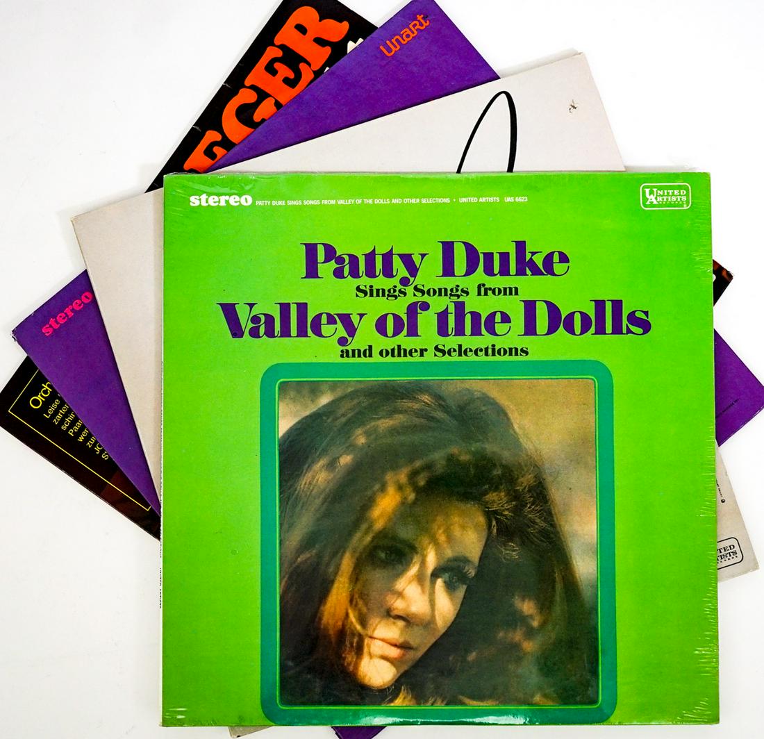 Patty Duke (3) LP's [Valley of the Dolls SEALED]: Three (3) Patty Duke vinyl LP's. Includes: Valley of the Dolls SEALED; and more. Provenance: William Emery Collection, Sheridan Wyoming. If lot is absent of a condition report one may be requested via