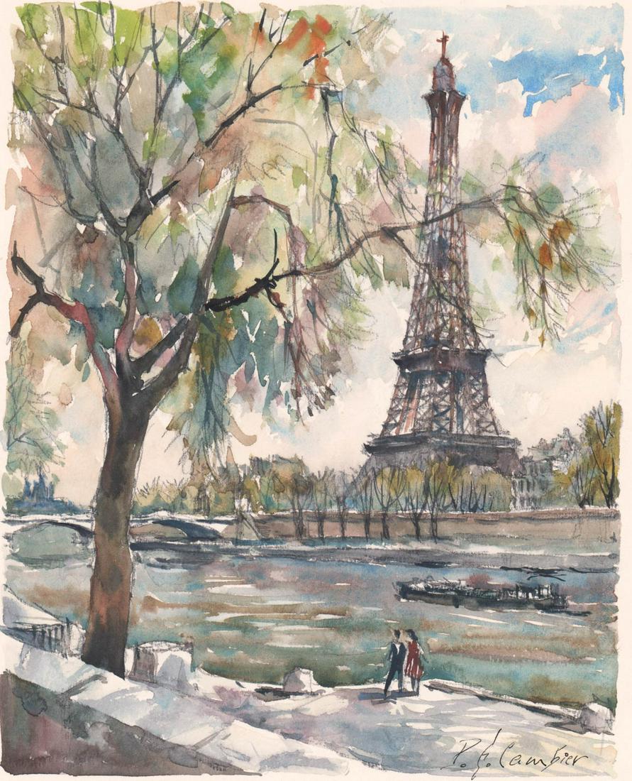 Pierre Eugene Cambier Signed Watercolor (1 of 4)