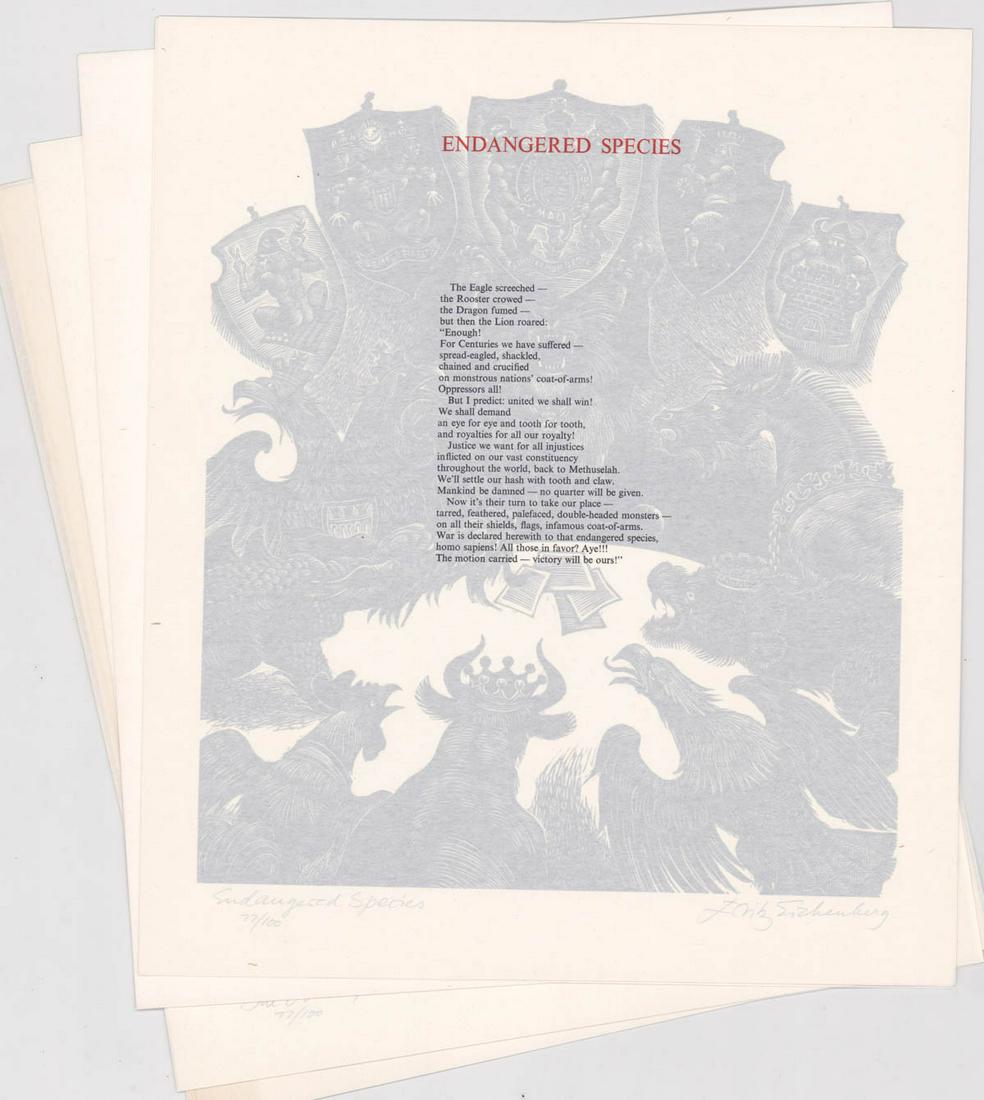 Four Fritz Eichenberg S/N Wood Engravings (1 of 9)