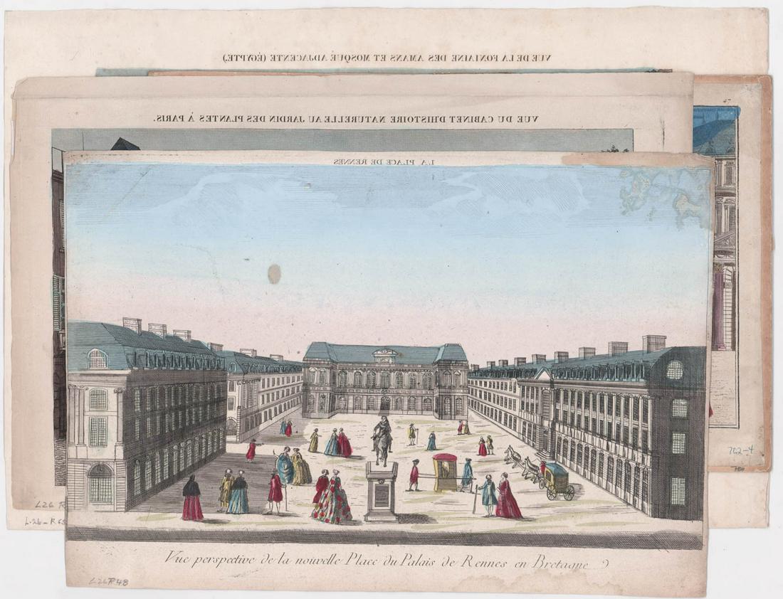 (4) Early Colored Engravings (1 of 5)