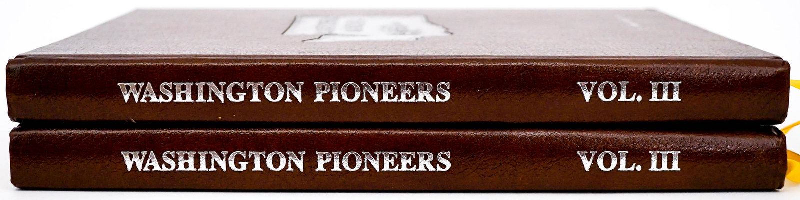 Washington Pioneers and First Citizens Vol III: Two (2) copies of Washington Pioneers and First Citizens Volume III 1993. Compiled and Published by Washington State Genealogical Society. Brown leatherette covers with silver design and lettering. 27