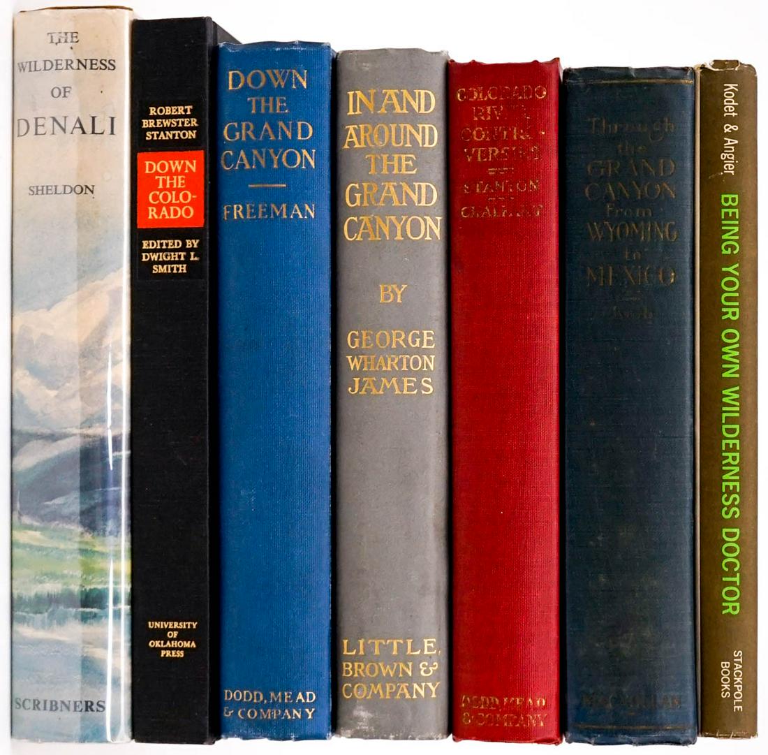 Western Americana (7) Books [Grand Canyon]: Seven (7) books of exploration and related. Includes: 1) In and Around the Grand Canyon by James. 1901. 2) Through the Grand Canyon by Kolb. SIGNED. 1936. 3) Down the Grand Canyon by Freeman. 1924. 4)