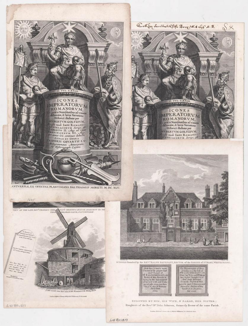 Antique (4) Engravings [Caesar]: Four (4) sheets of antique engravings. Sheets measure 13.25 in. - 14.25 in. x 9 in. - 10 in. If lot is absent of a condition report one may be requested via email. Condition report is provided as an o