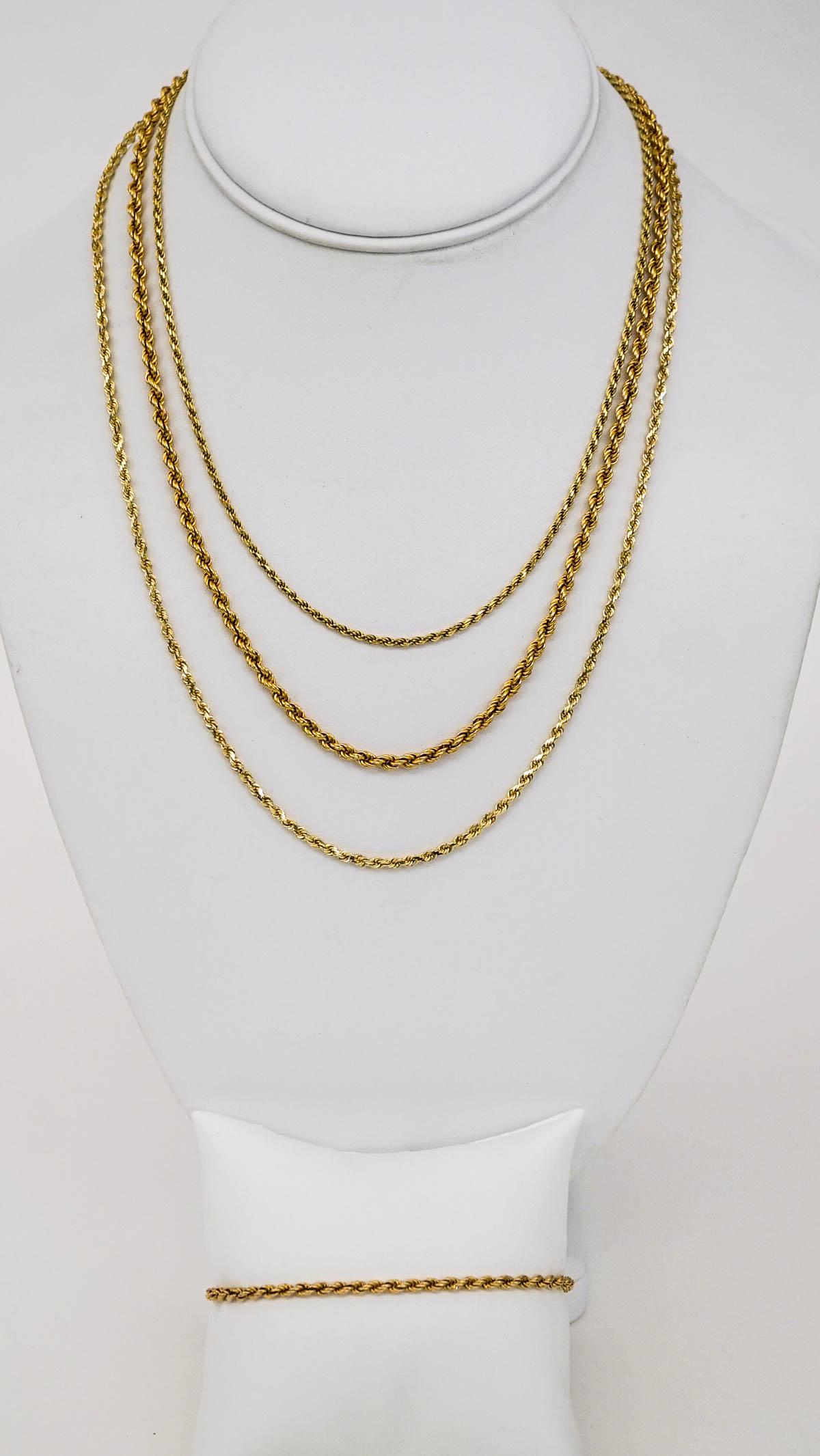 (3) 14k YG Necklaces & (1) 14k YG Bracelet (1 of 5)