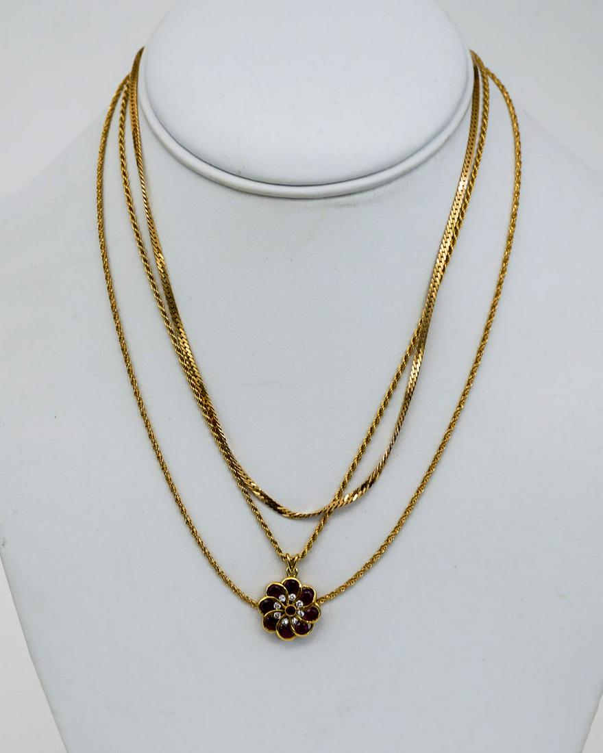(3) 18k YG Necklaces, (1) 14k Pendant (1 of 7)