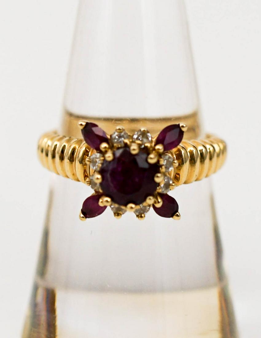 14k Yellow Gold Ring with Rubies & Diamonds (1 of 7)