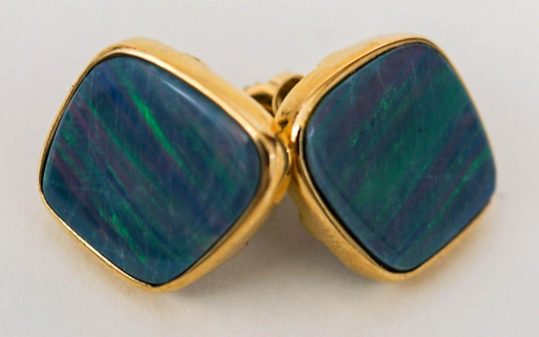 Pair of 14k Yellow Gold Opal Earrings (1 of 6)