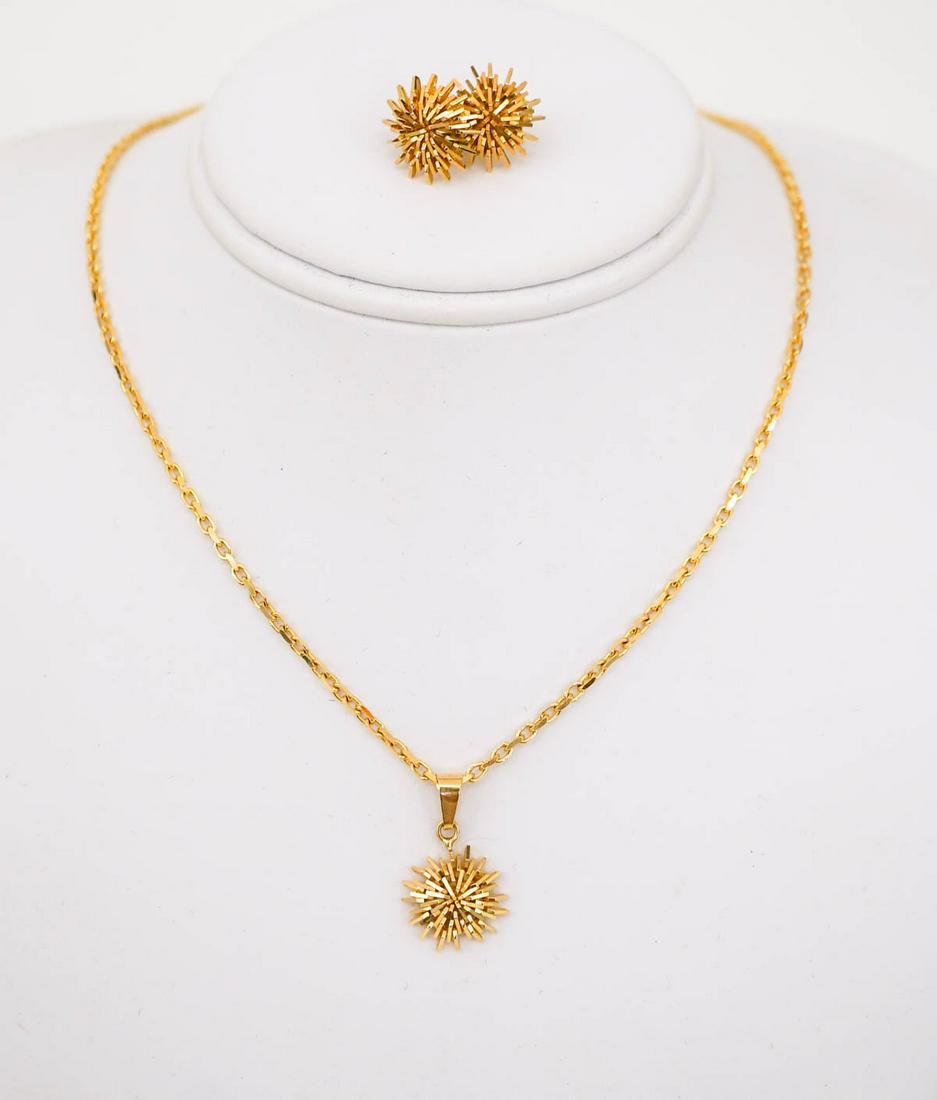 A Three-Piece Pendant & Earrings 18k + 14k Chain (1 of 11)