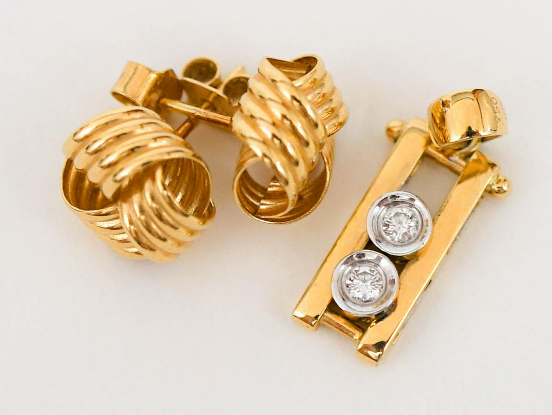Pair of 18k YG Earrings & 18k Pendant (1 of 9)