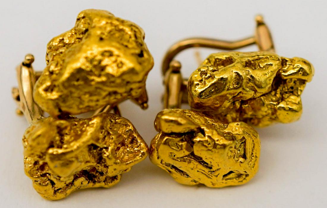 (2) Pairs 22k Gold Nugget Earrings (1 of 6)