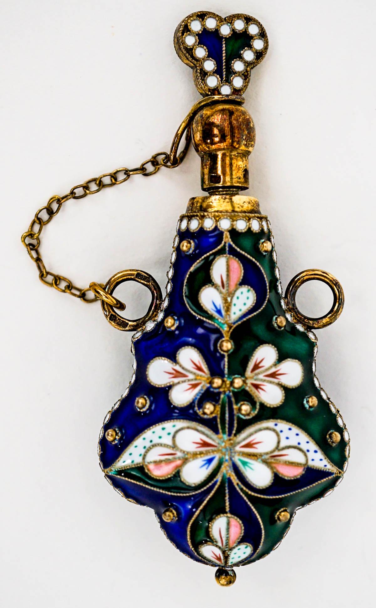 Exquisite .925 Sterling & Enamel Scent Bottle (1 of 8)