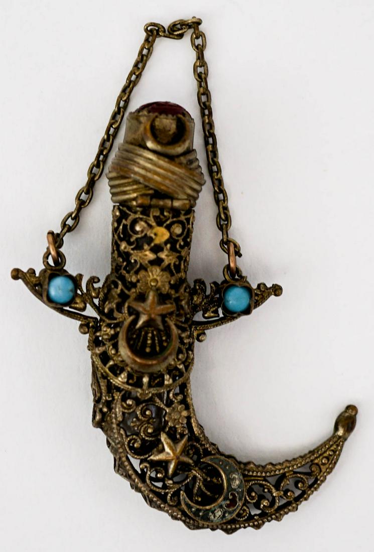 Filigree Cornucopia with Turquoise Scent Bottle (1 of 9)