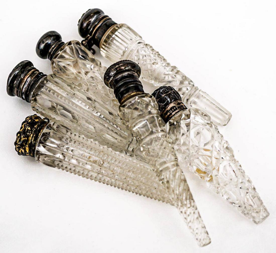 (5) Antique Cut Glass Scent Bottles (1 of 6)