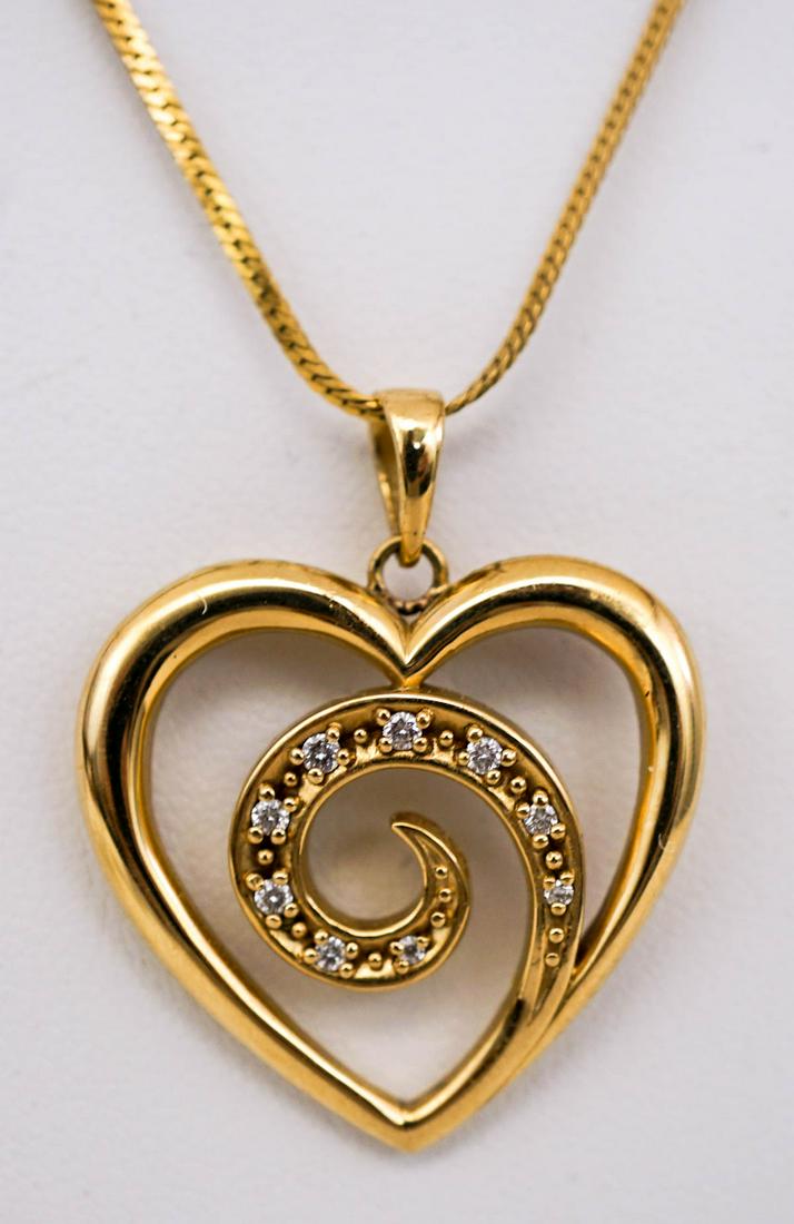 14k Gold Diamond Heart Shaped Pendant, Necklace (1 of 6)