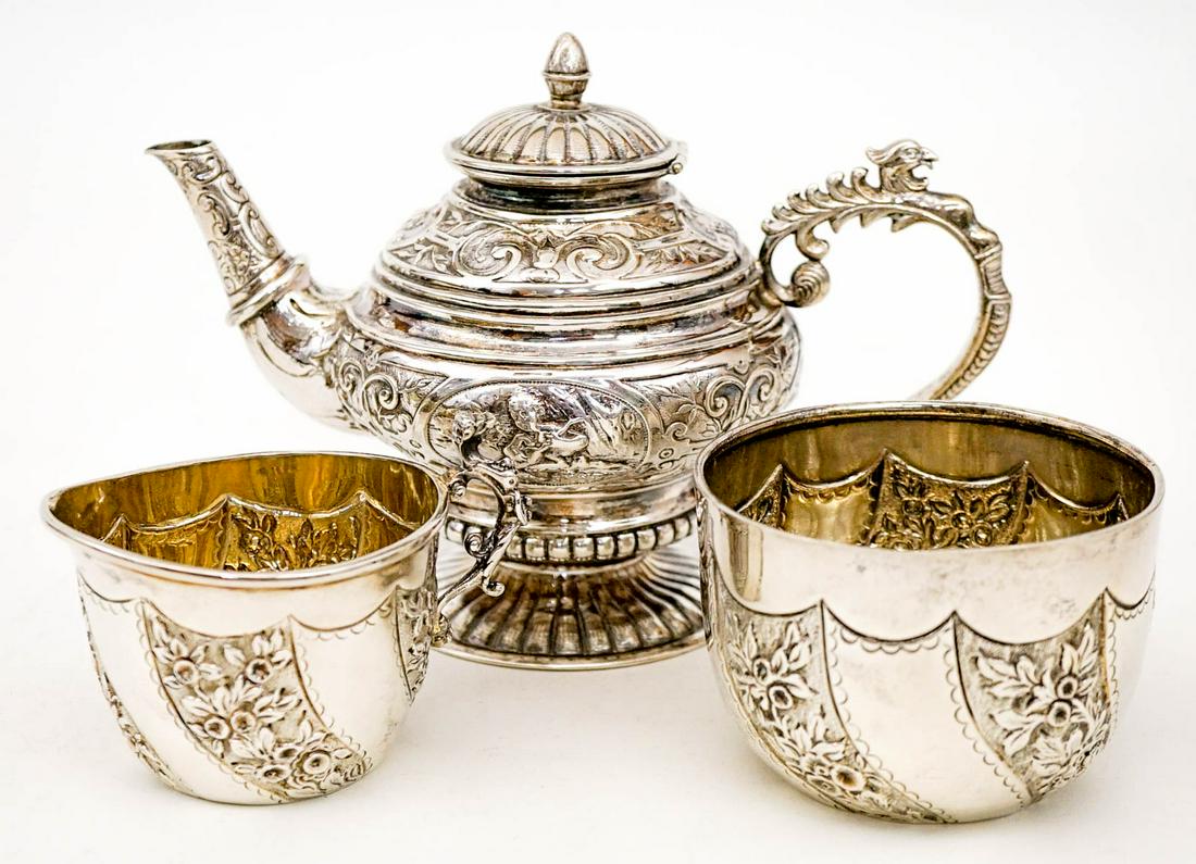 Wakely Wheeler Embossed Silver Tea Set 394G (1 of 12)