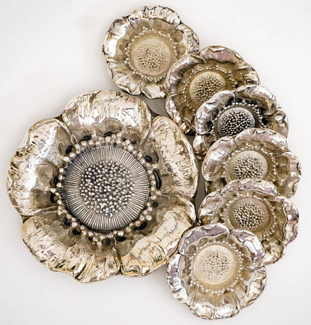 Ornate .925 Sterling Sunflower Nut Set 7 Pcs (1 of 10)