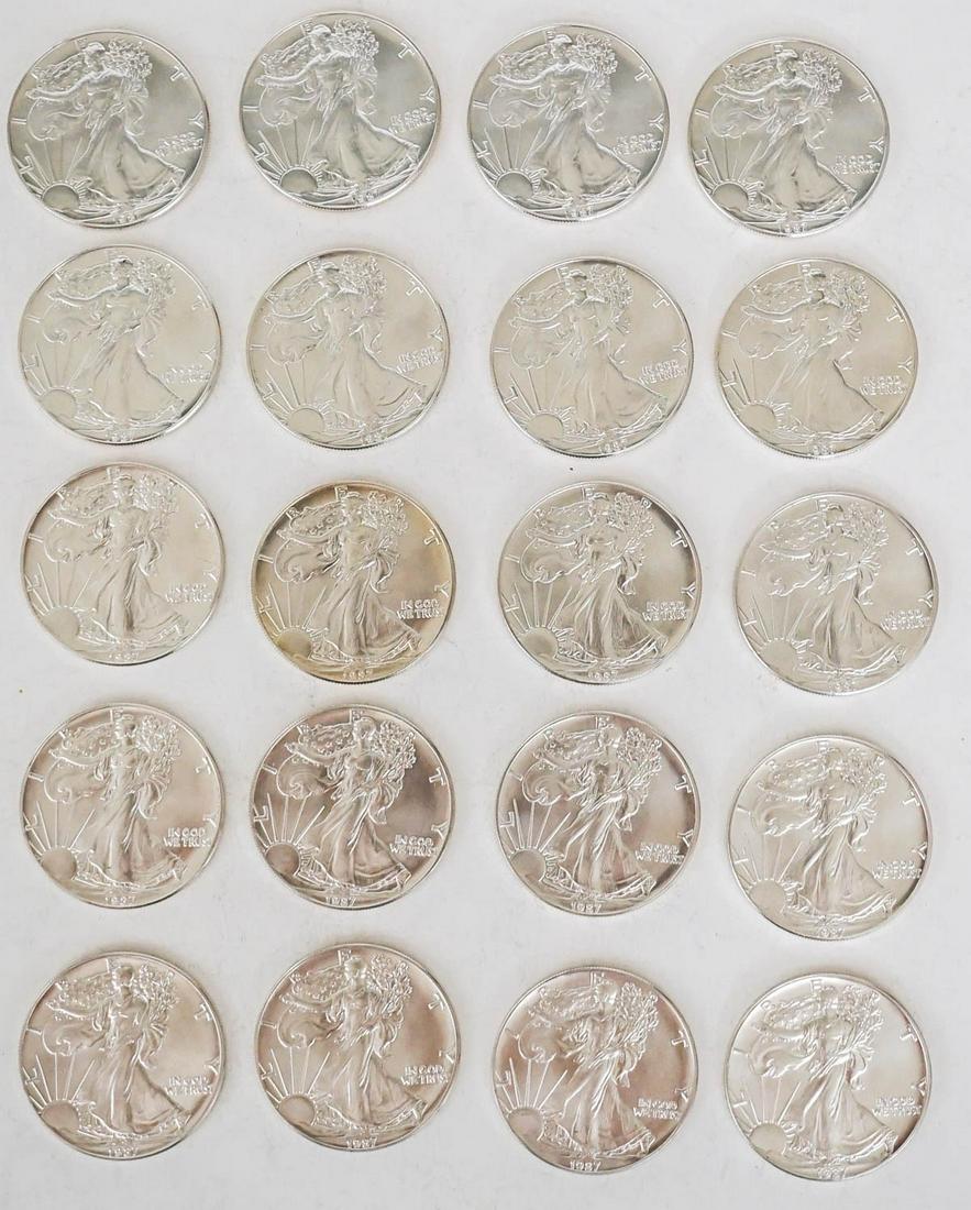 (20) Uncirculated 1987 U.S. American Eagles .999 (1 of 2)