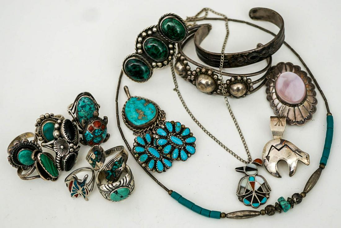 Navajo & Southwest Silver Jewelry (19 Pcs) (1 of 18)
