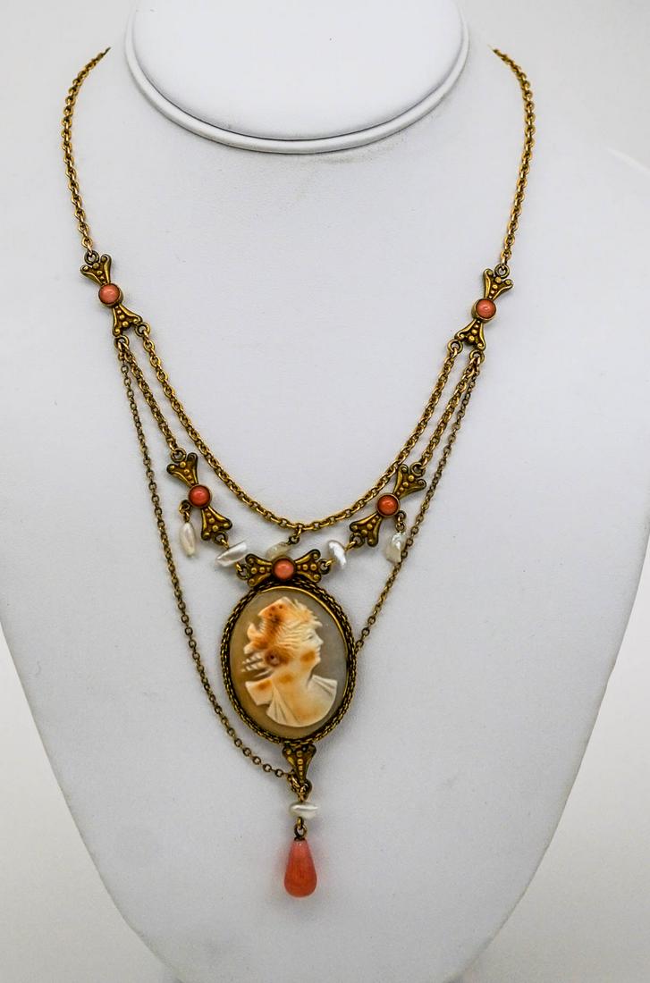 Carved Shell Cameo Necklace (1 of 3)