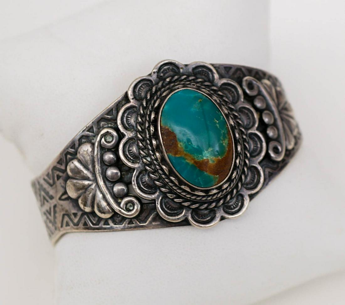 Large Navajo Sterling Cuff Bracelet (1 of 7)