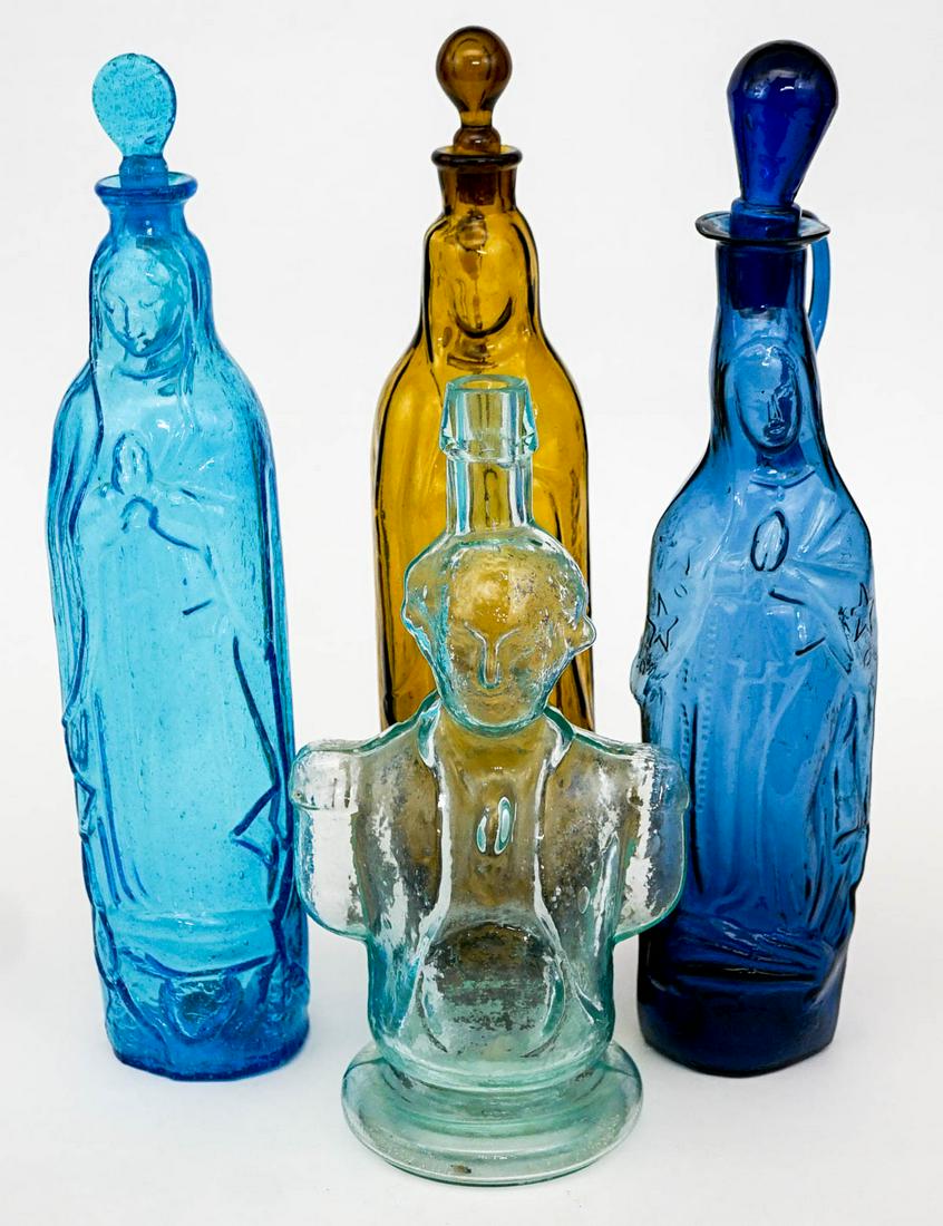 Decanters (4) Colored Glass Figures [Praying Mary] (1 of 10)