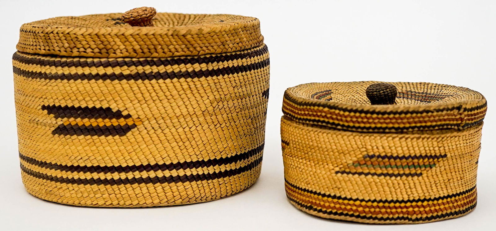 Nootka / Makah (2) Lidded Twined Baskets [PNW] (1 of 6)