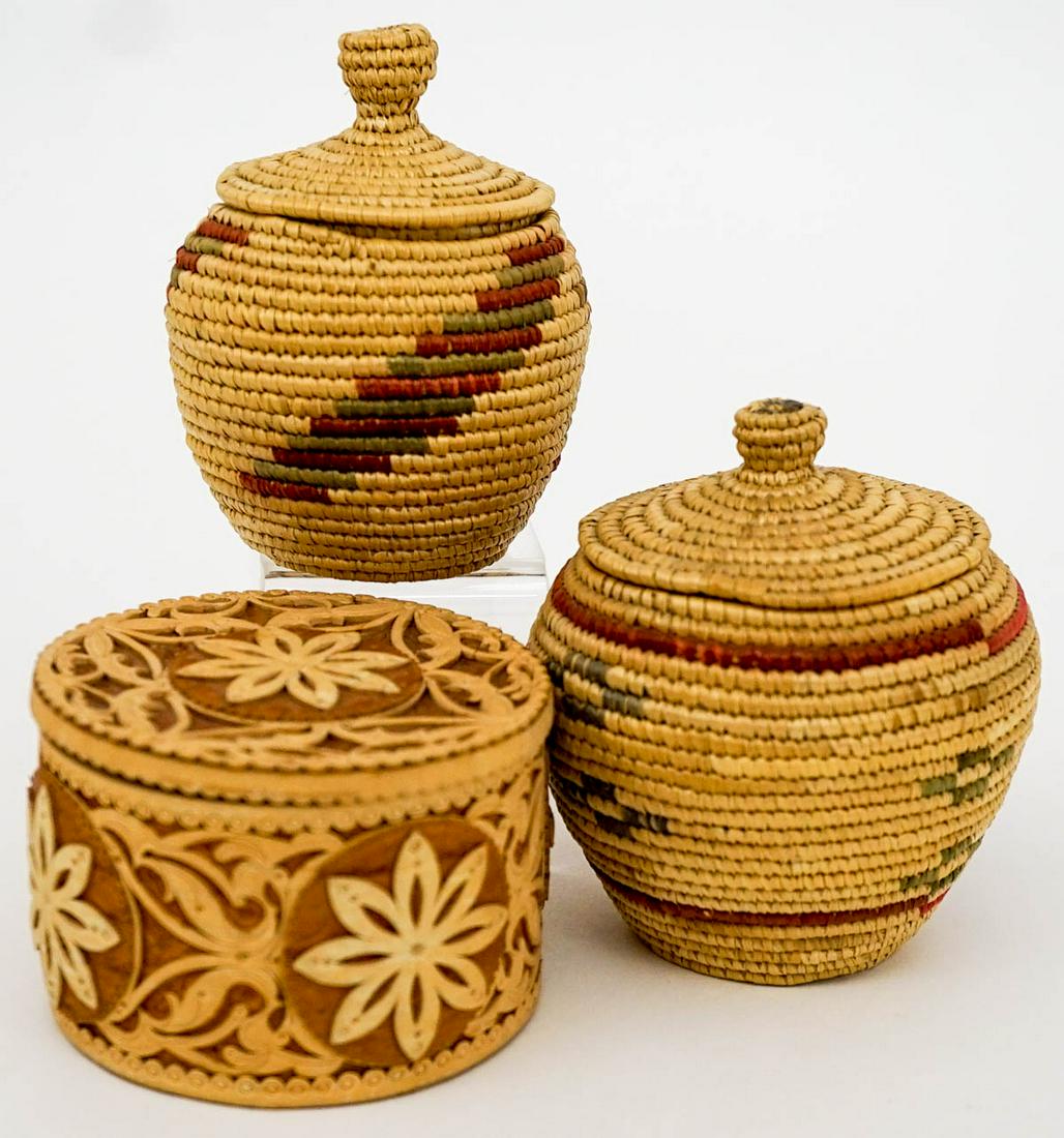 Alaskan Coiled Small Lidded Baskets and Box (1 of 13)