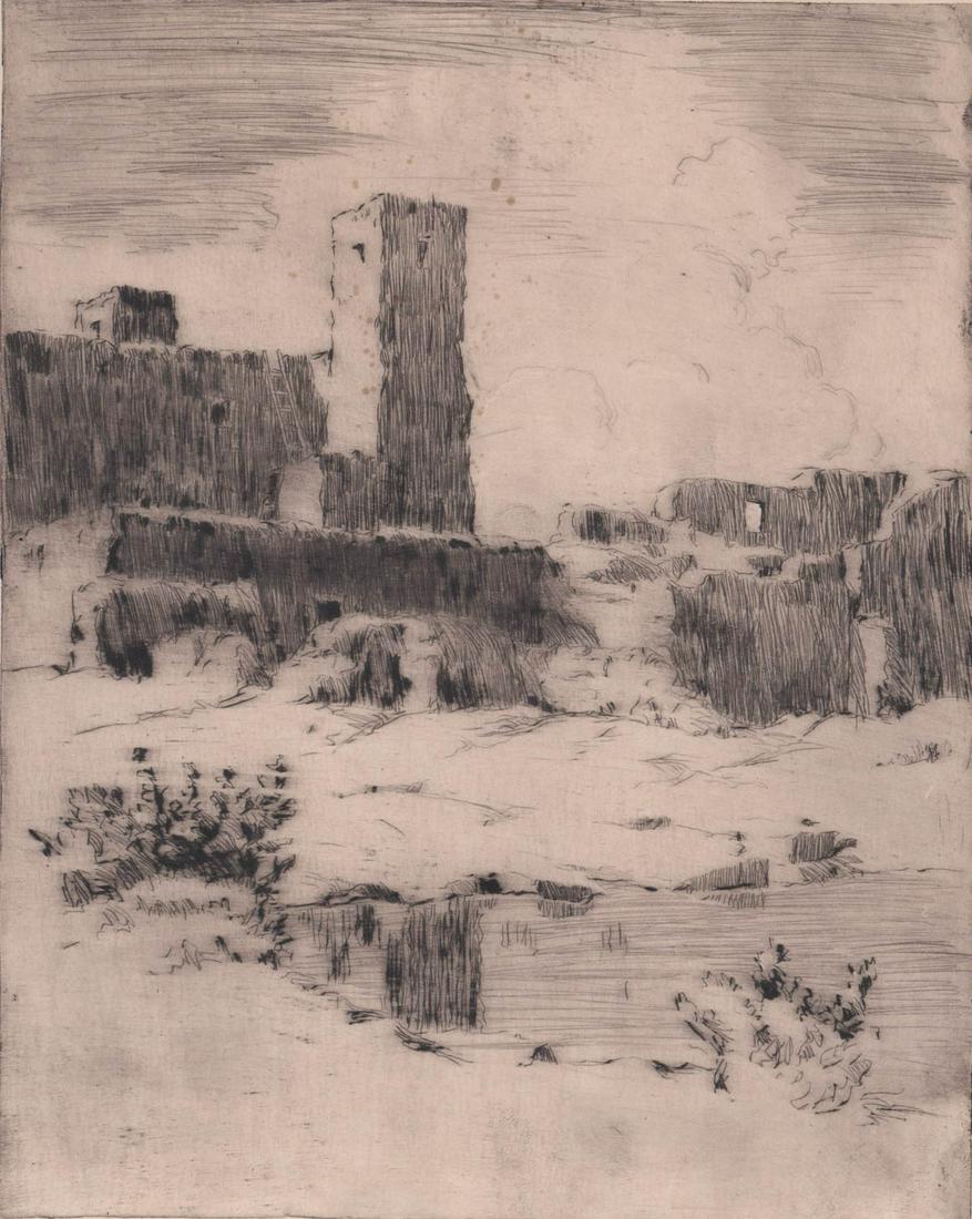 Howell C. Brown Etching [Acoma Church] (1 of 5)