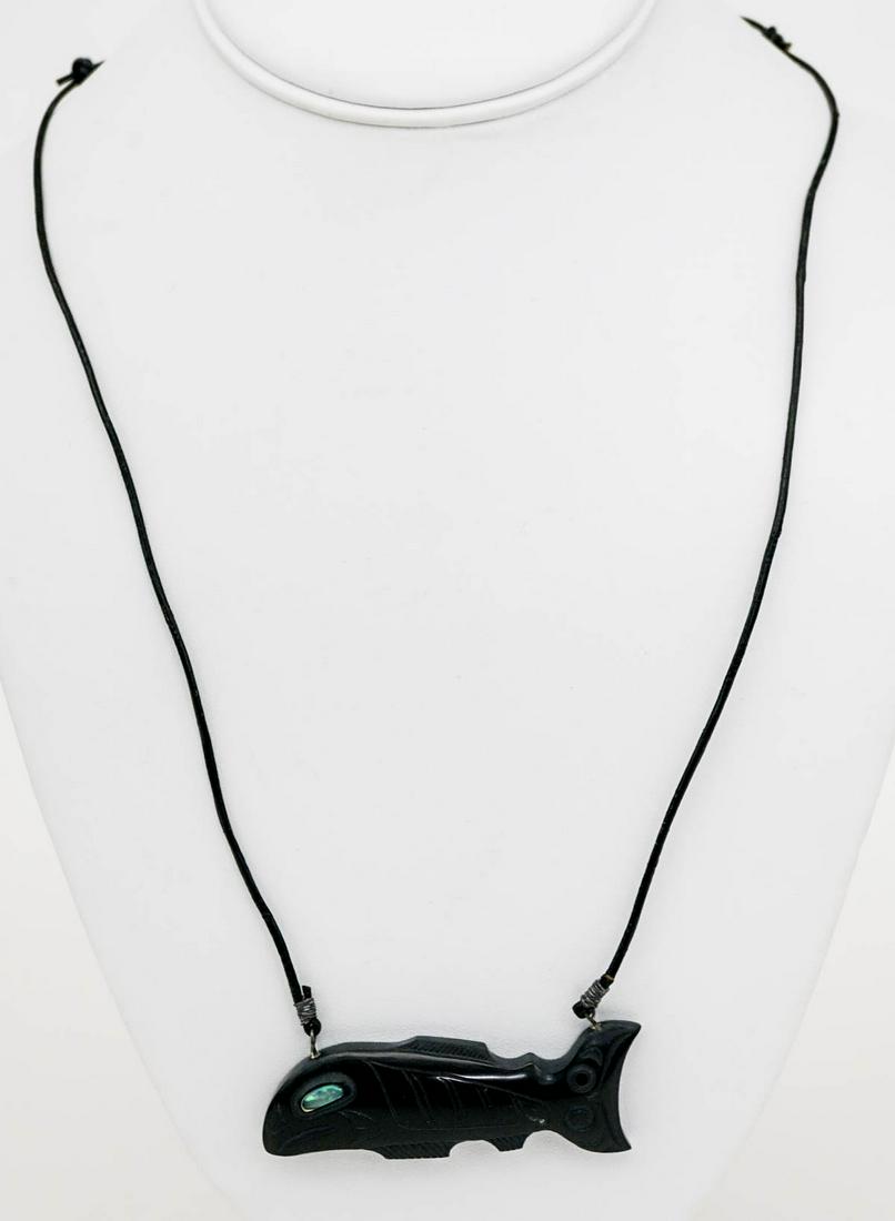 Argillite Pendant Pacific Northcoast [Salmon] (1 of 4)