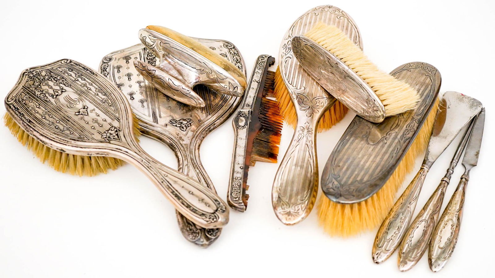 Antique Sterling (10) Vanity Items (1 of 10)